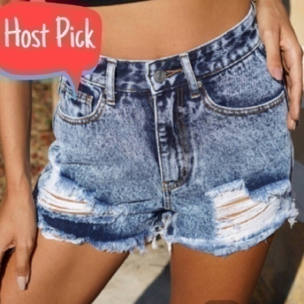 SHEIN high waist size small raw hem denim shorts